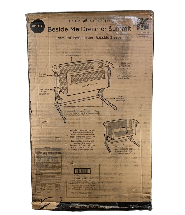 secondhand Baby Delight Beside Me Dreamer Bassinet & Bedside Sleeper, Organic Oat, Extra tall Summit