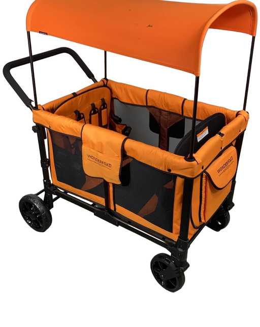 used Wonderfold W4 Multifunctional Quad Stroller Wagon, 2021, Sunset Orange