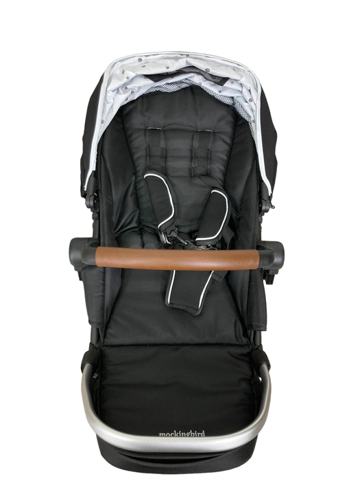 Shop Mockingbird 2nd Seat Kit with Extendable Canopy, Black, Watercolor Drops, Silver with Penny Leather at GoodBuy Gear