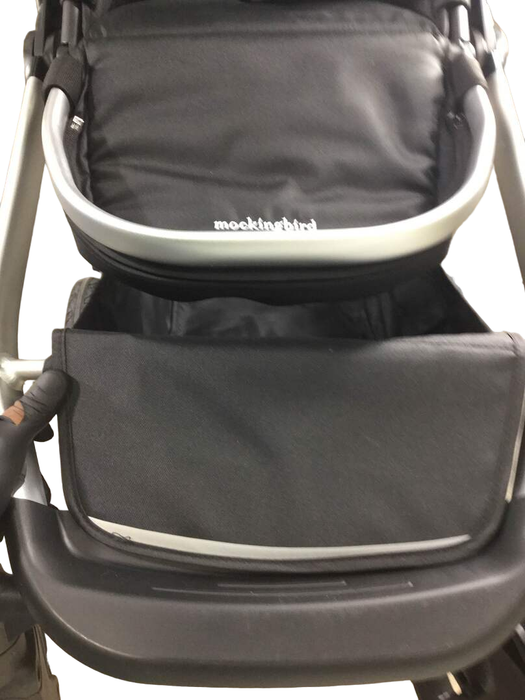 Mockingbird Single to Double Stroller, 2022, Silver with Black Leather, Windowpane, Black