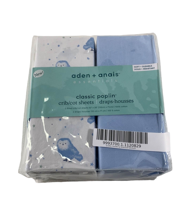 used Aden + Anais Essentials Classic Poplin Crib Sheets, 2 Pack