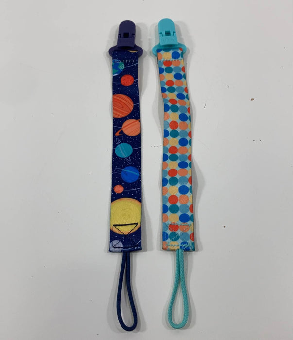 Shop Nuby Pacifier Clips, 2 Pack, Planets and Dots at GoodBuy Gear