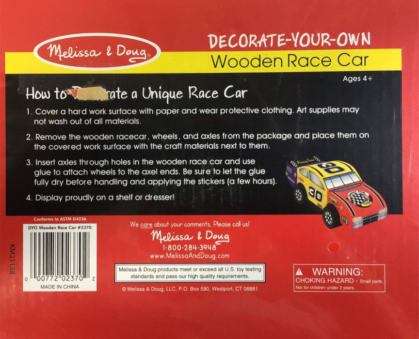 secondhand Melissa & Doug Decorate-Your-Own Wooden Race Car