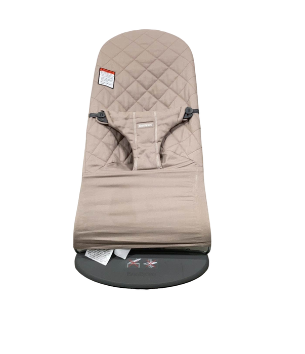 secondhand BabyBjorn Bouncer Bliss, Dark Gray Frame, Sand Gray Cotton Classic Quilt