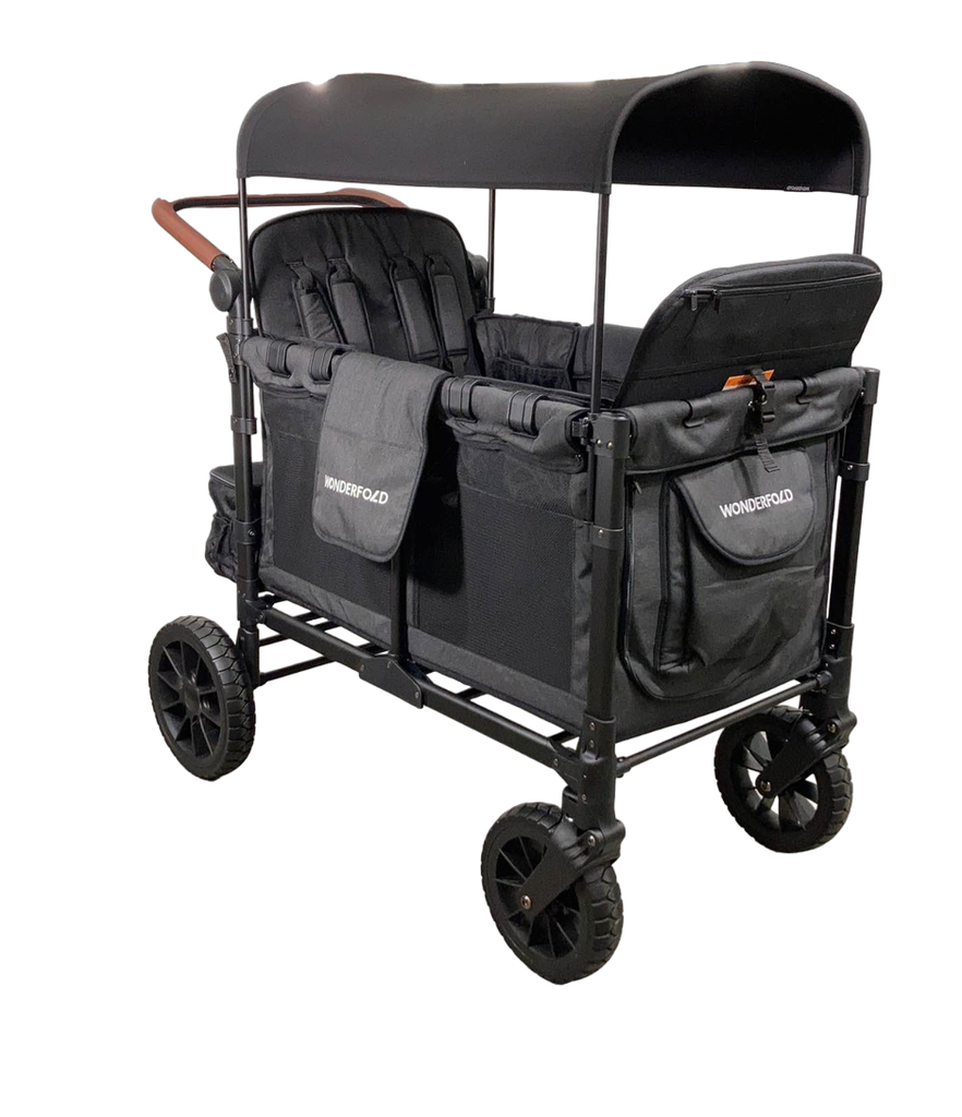 Wonderfold W4 Luxe Quad Stroller Wagon, 2023, Volcanic Black