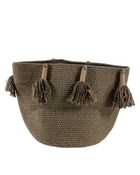 secondhand Lorena Canals Tassels Basket, Green/Beige