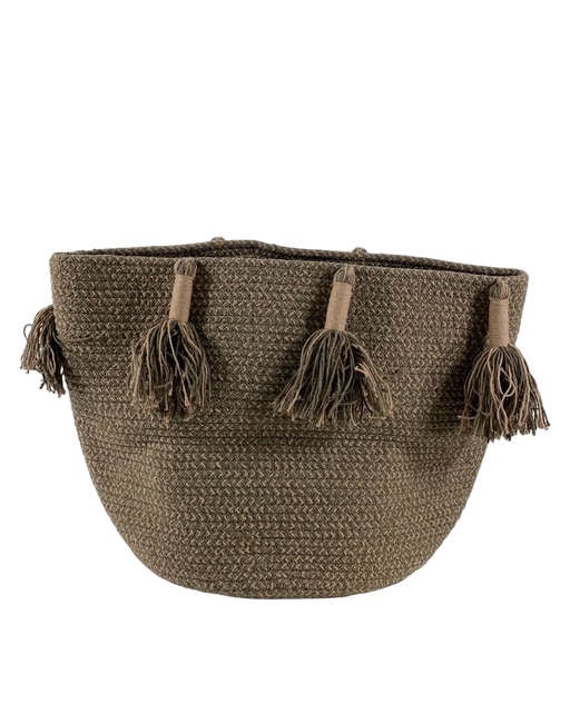 secondhand Lorena Canals Tassels Basket, Green/Beige