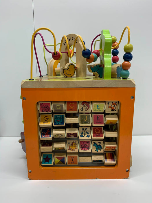 used B. Toys Zany Zoo Wooden Activity Cube