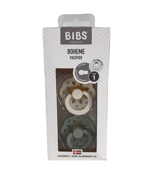 Shop BIBS Boheme Natural Rubber Pacifier 2 Pack, Ivory/Sage, Size 1 (0+ months) at GoodBuy Gear