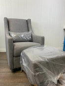 used Babyletto Toco Swivel Glider And Stationary Ottoman Grey Tweed