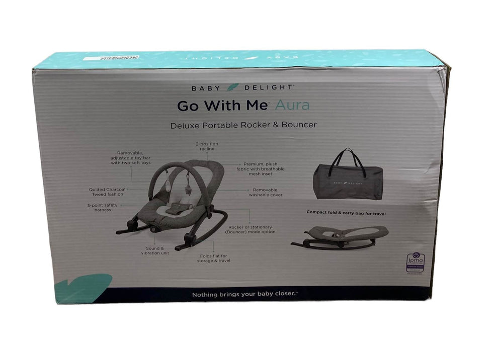 Shop Baby Delight Go with Me Aura Deluxe Portable Rocker & Bouncer, Quilted Charcoal Tweed at GoodBuy Gear