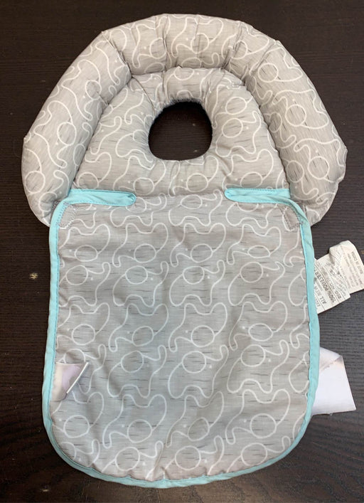 used Boppy Noggin Nest Head Support, Grey Elephants Outlined in White with Teal Edging 