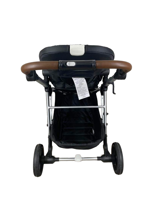 Mockingbird Single Stroller, 2023, Black, Silver With Penny Leather