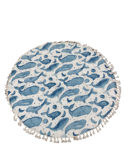 used Crane Baby Cotton Quilted Play Mat, Caspian Whales