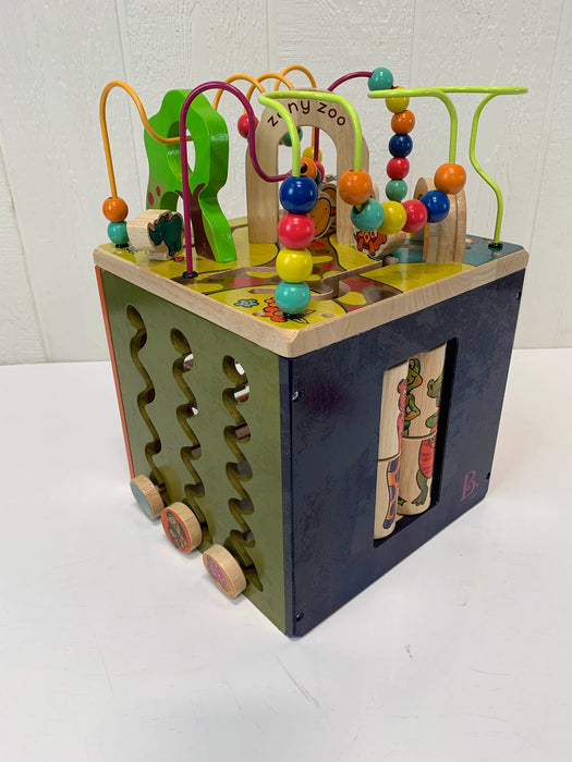 used B. Toys Zany Zoo Wooden Activity Cube