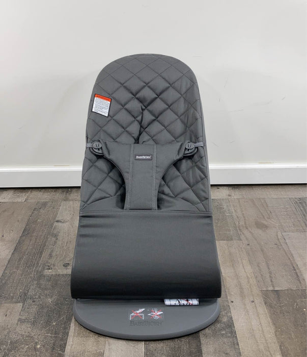 secondhand BabyBjorn Bouncer Bliss, Dark Gray Frame, Anthracite Cotton Classic Quilt