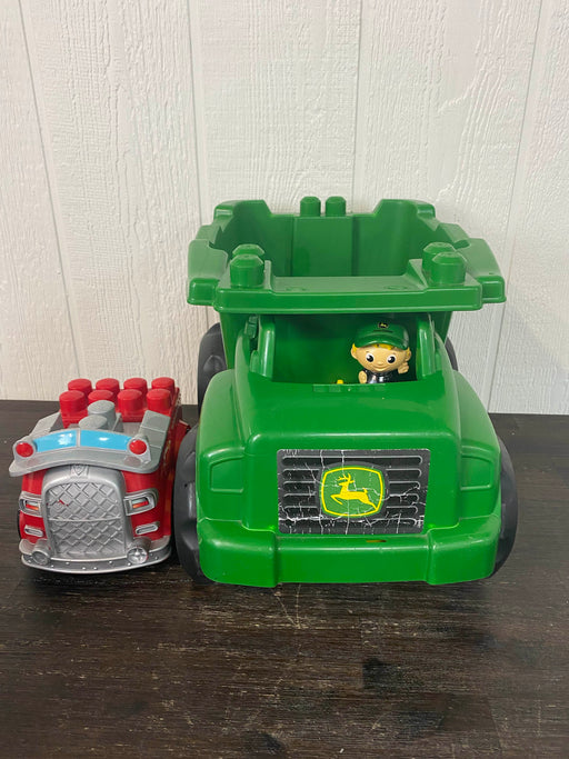 secondhand Mega Bloks First Builders John Deere Tractor, And Fire Truck