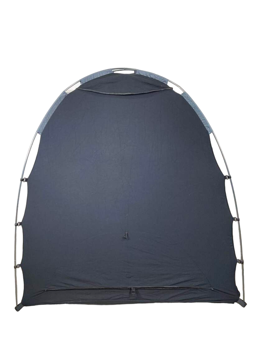 secondhand SlumberPod 3.0 Sleep Canopy with Fan, Black with Gray Accents