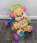 used Fisher Price Laugh & Learn Smart Stages Learn With Puppy Walker, - pink & purple