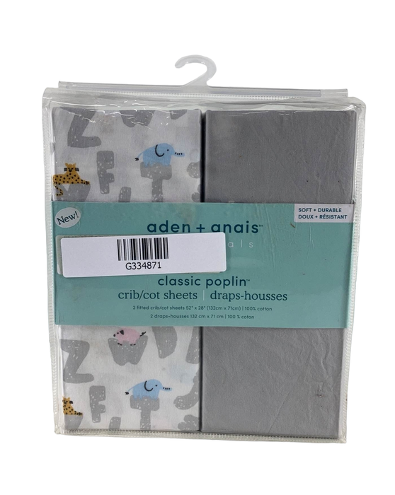 used Aden + Anais Essentials Classic Poplin Crib Sheets, 2 Pack