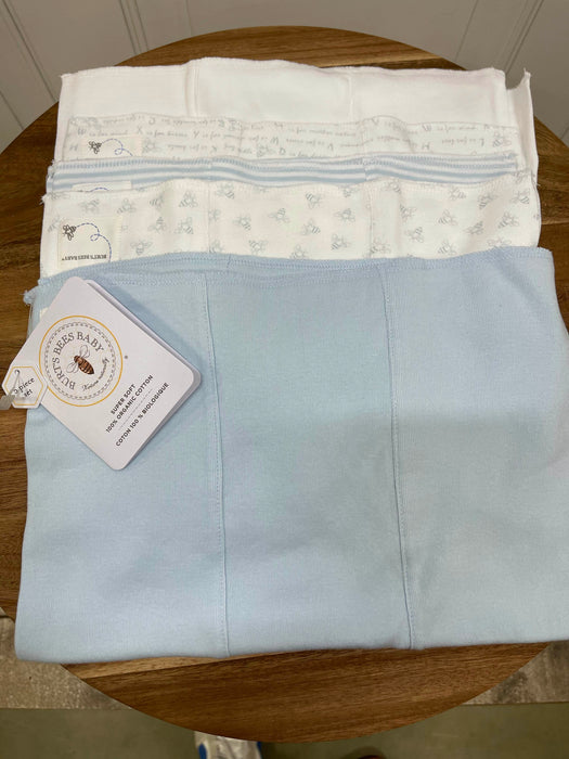 used Burt's Bees Baby Burp Cloths, 5-Pack, Blue and White