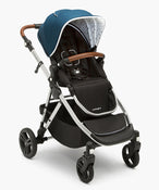 used Mockingbird Single to Double Stroller, 2022, Silver with Penny Leather, Watercolor Drops, Sea