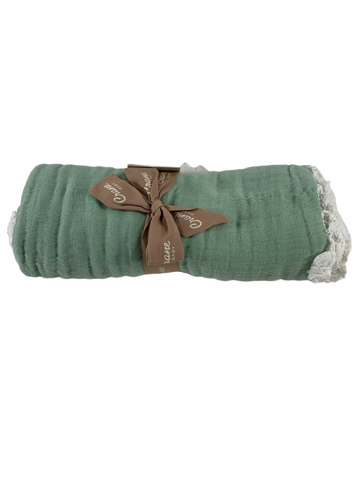 secondhand Crane Baby 6 Layer Muslin Blanket, Evergreen