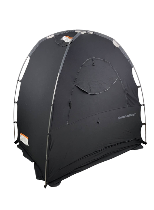 secondhand SlumberPod 3.0 Sleep Canopy with Fan, Black with Gray Accents