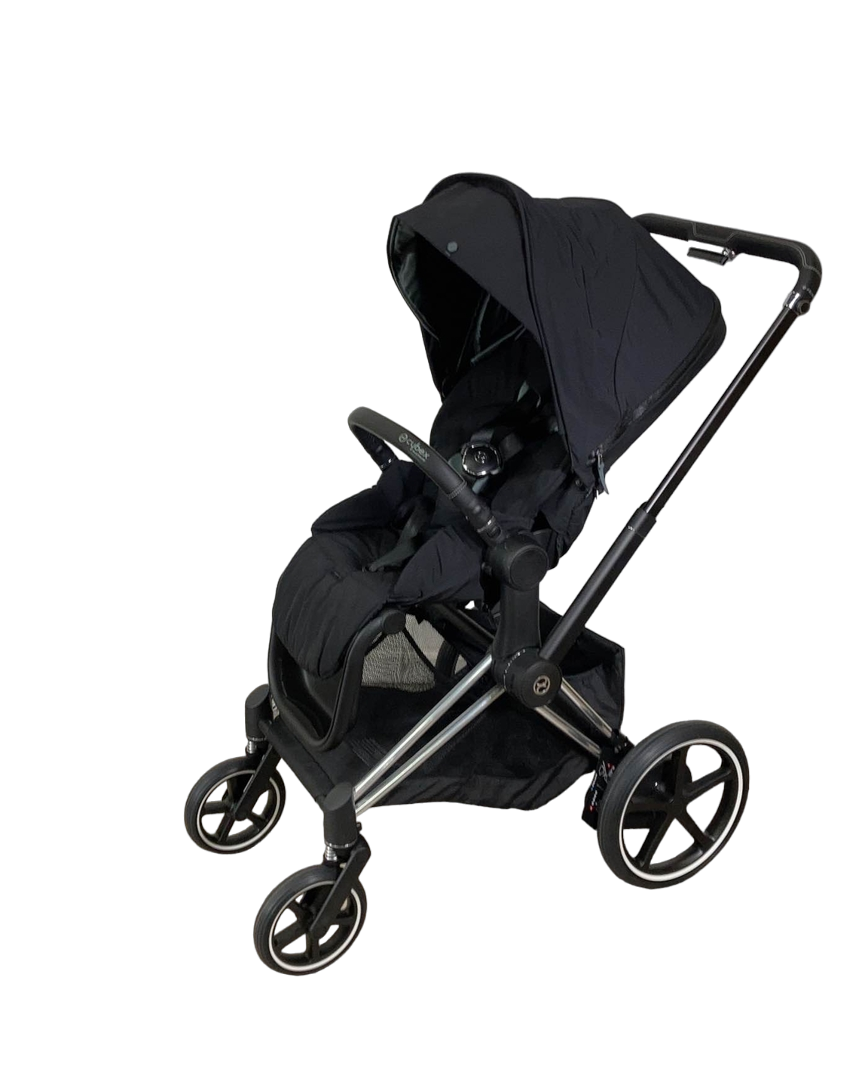 Cybex E-PRIAM Electric Stroller, 2021, Deep Black, Chrome With Black Details