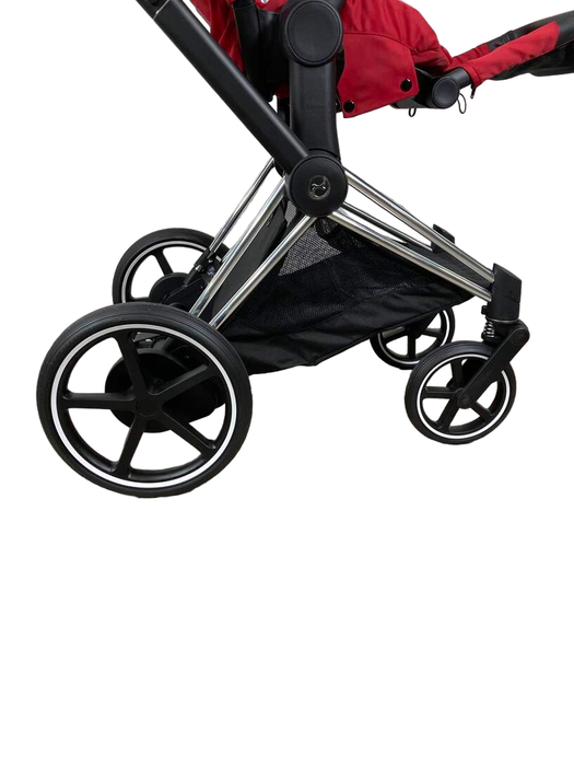 secondhand Cybex E-PRIAM Electric Stroller, 2019, Chrome With Black Details, True Red