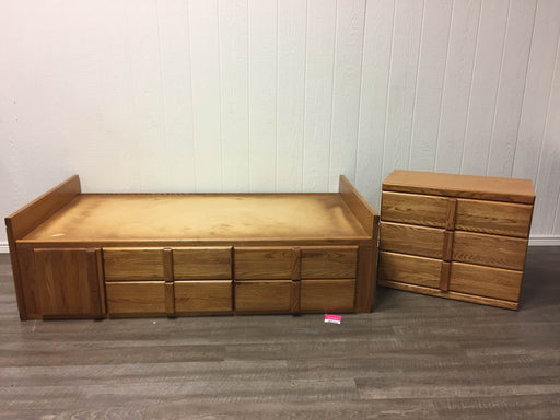 used Twin Bedframe With Storage And Small Dresser