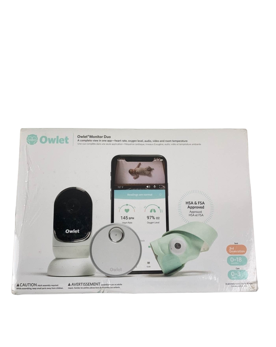 used Owlet Smart Sock 3 Monitor Duo, Mint Green