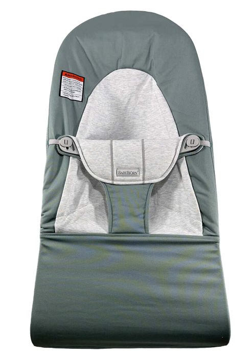 secondhand BabyBjorn Bouncer Bliss, Light Gray Frame, Light Sage/White