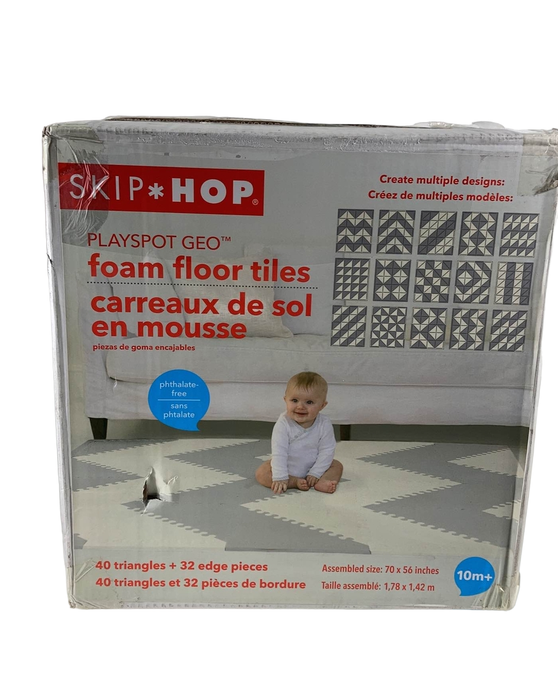 used Skip Hop Interlocking Foam Floor Tiles Playspot, Grey Cream