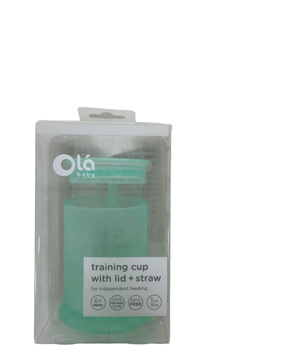 used Olababy Training Cup With Lid And Straw, Mint