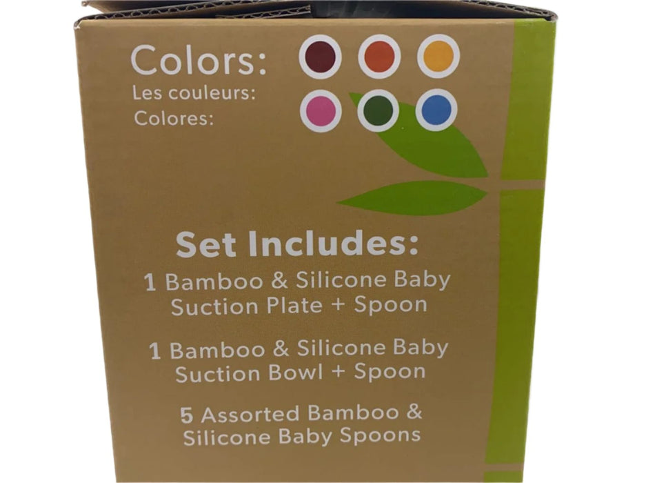 secondhand Avanchy Rainbow 9-Piece Bamboo and Silicone Dinnerware Set