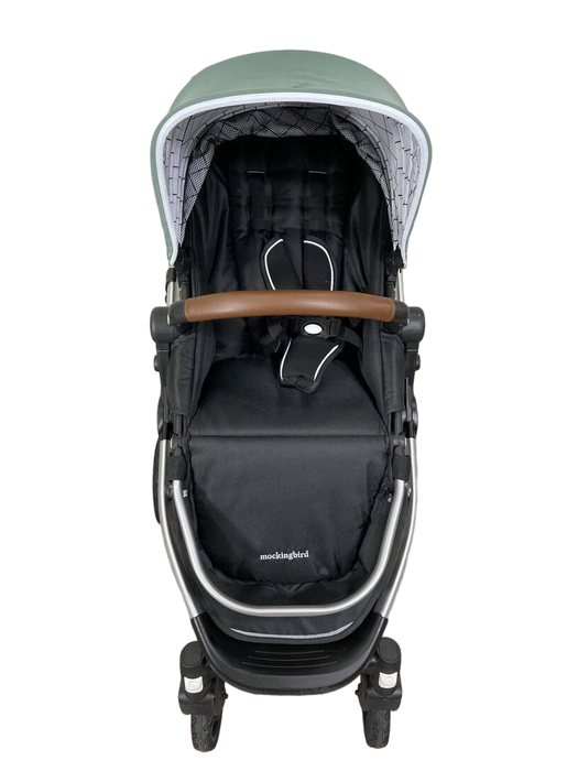 secondhand Mockingbird Single to Double Stroller, 2023, Silver with Penny Leather, Windowpane, Sage