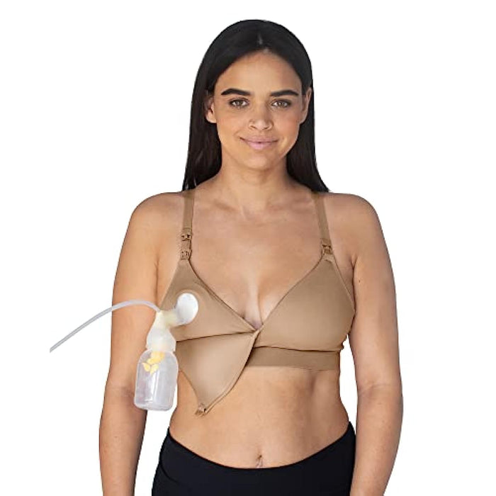 Shop Kindred Bravely Minimalist Hands-Free Pumping And Nursing Plunge Bra, Small, Busty, Latte at GoodBuy Gear