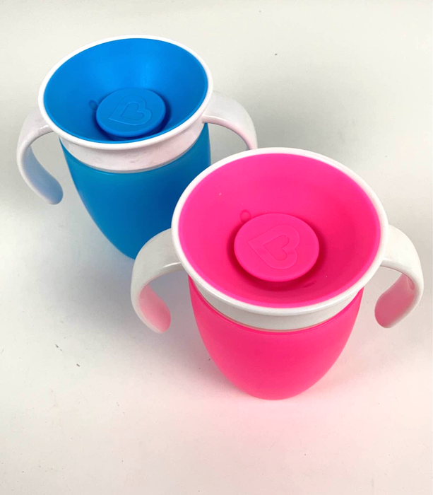 secondhand Munchkin Miracle 360 Trainer Cup, Pink and Blue