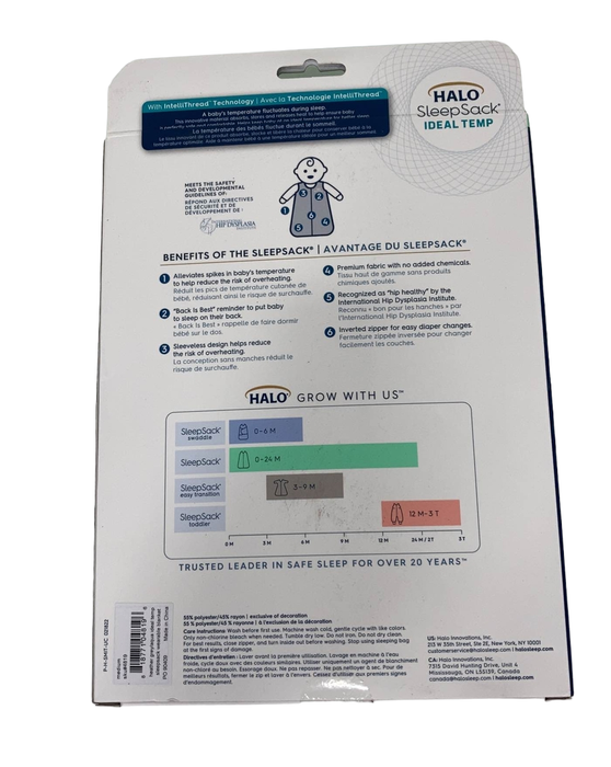 Shop Halo Ideal Temp Swaddle, Medium, Grey/Aqua at GoodBuy Gear