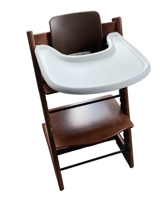 used Stokke Tripp Trapp High Chair with Baby Set and Tray, Walnut, White