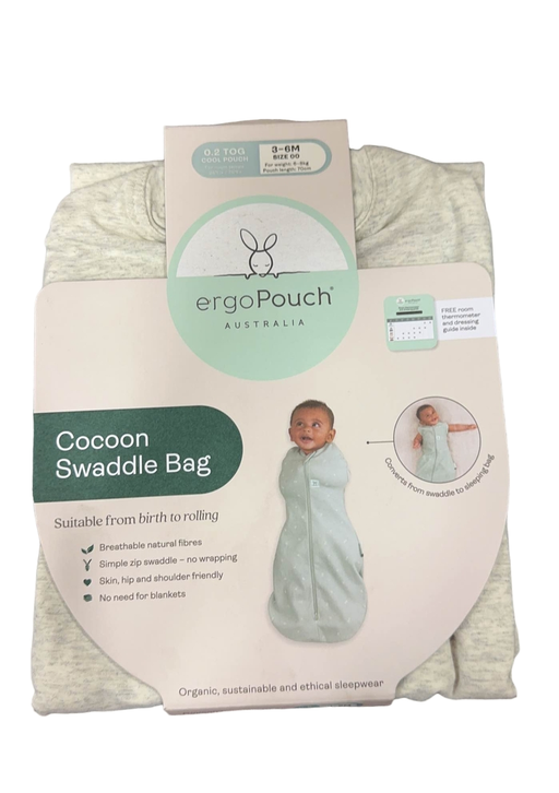 used ErgoPouch Cocoon Swaddle Bag, 0.2 TOG, 3-6M, Grey Marle