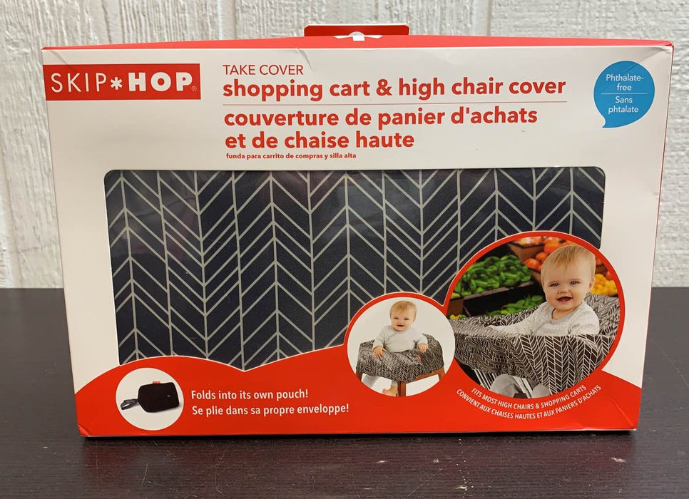 used Skip Hop Take Cover Shopping Cart And High Chair Cover, Grey Feather