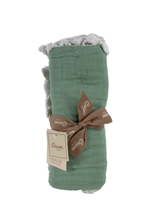 used Crane Baby 6 Layer Muslin Blanket, Evergreen