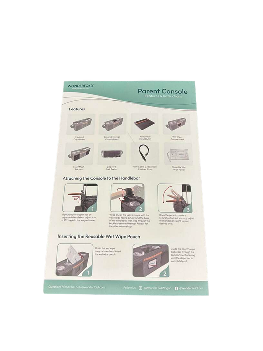 Shop Wonderfold Parent Console, 4 Seater (4 Cup Holders), Volcanic Black at GoodBuy Gear