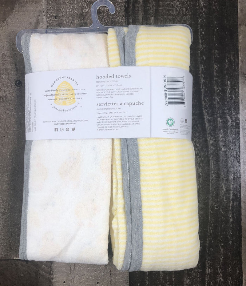 Burt's Bees Baby Hooded Bath Towels, 2 Pack, Sun