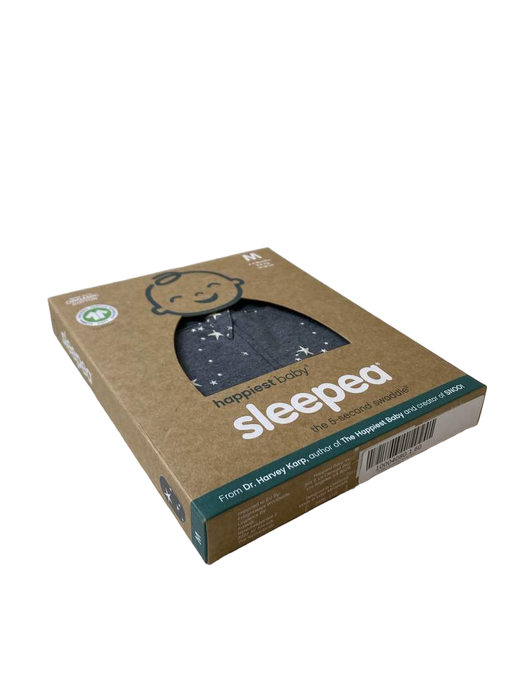 used Happiest Baby Sleepea Swaddle, Medium, Charcoal Gray Stars