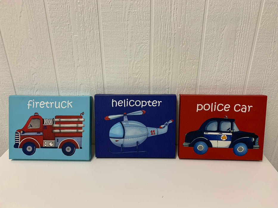 used Set Of 3 Vehicles Nursery Prints