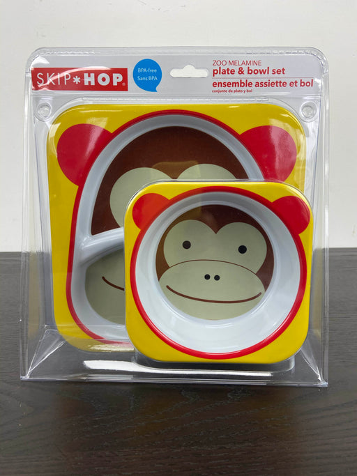 used Skip Hop Zoo Melamine Plate And Bowl Set, Marshall Monkey