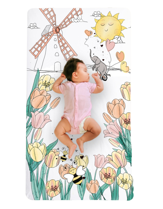 JumpOff Jo Fitted Crib Sheet, Tulip Floral Travel